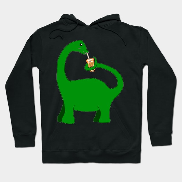 sauropod dino drinking boba with tail Hoodie by leiriin